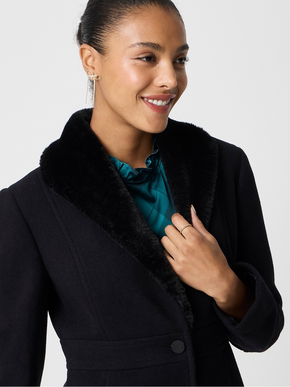J.Crew Lady Day Coat with Faux-Fur Shawl Collar